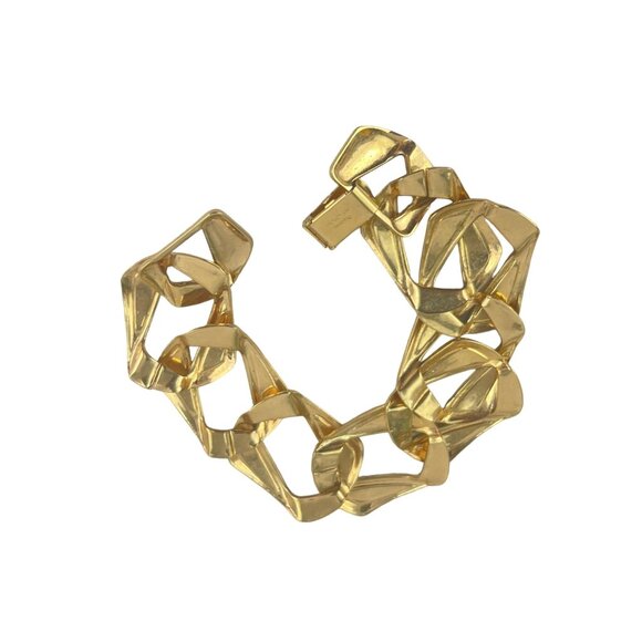 Vintage Napier 7" Gold Tone Link Bracelet With Black Enamel Accents - Picture 4 of 5